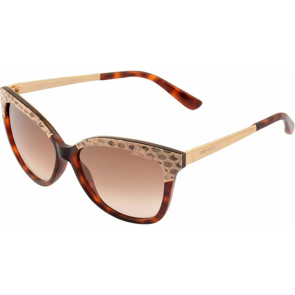 JIMMY CHOO INES/S INES AXX Dark Havana Cat Eye Sunglasses 58-14 New Authentic - Picture 3 of 12